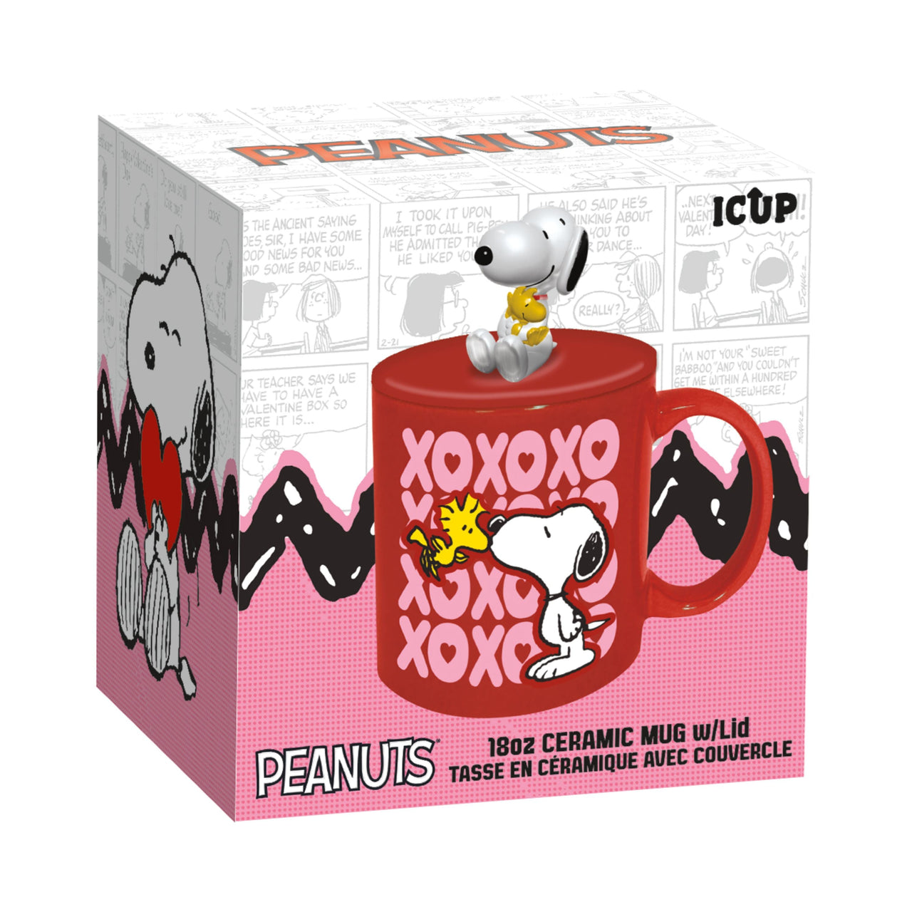 Peanuts XOXO Snoopy Ceramic Mug with Lid (18oz) – 4 PC PPK ($10.60 each)