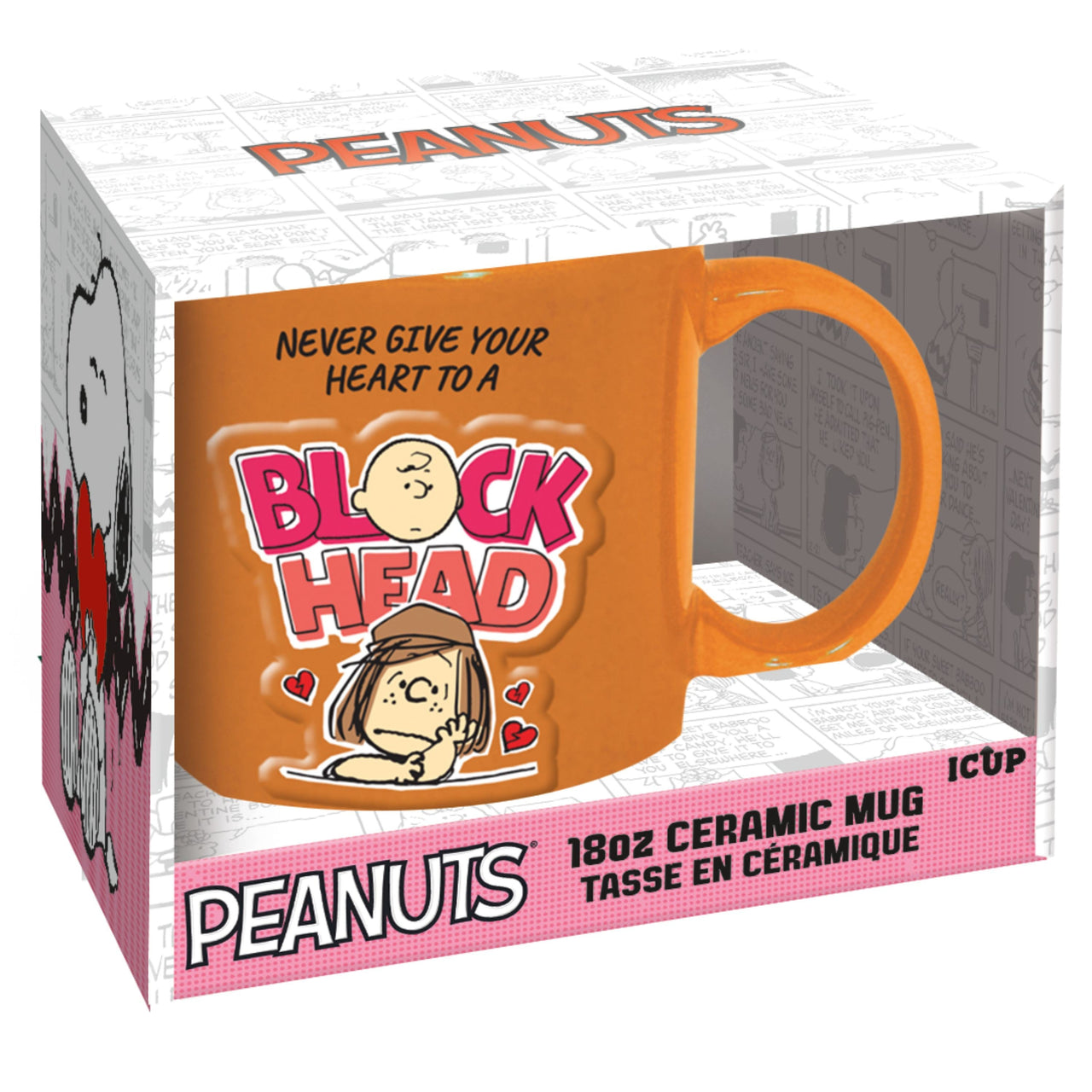 Peanuts Blockhead Embossed Ceramic Mug (18oz) – 4 PC PPK ($7.95 each)