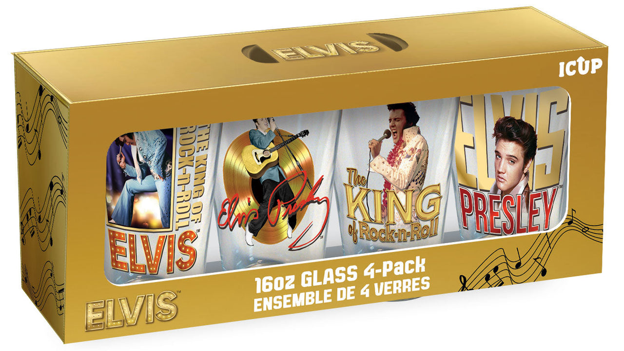 Elvis Drinking Glass Set (4-Pack / 16oz) – 4 PC PPK