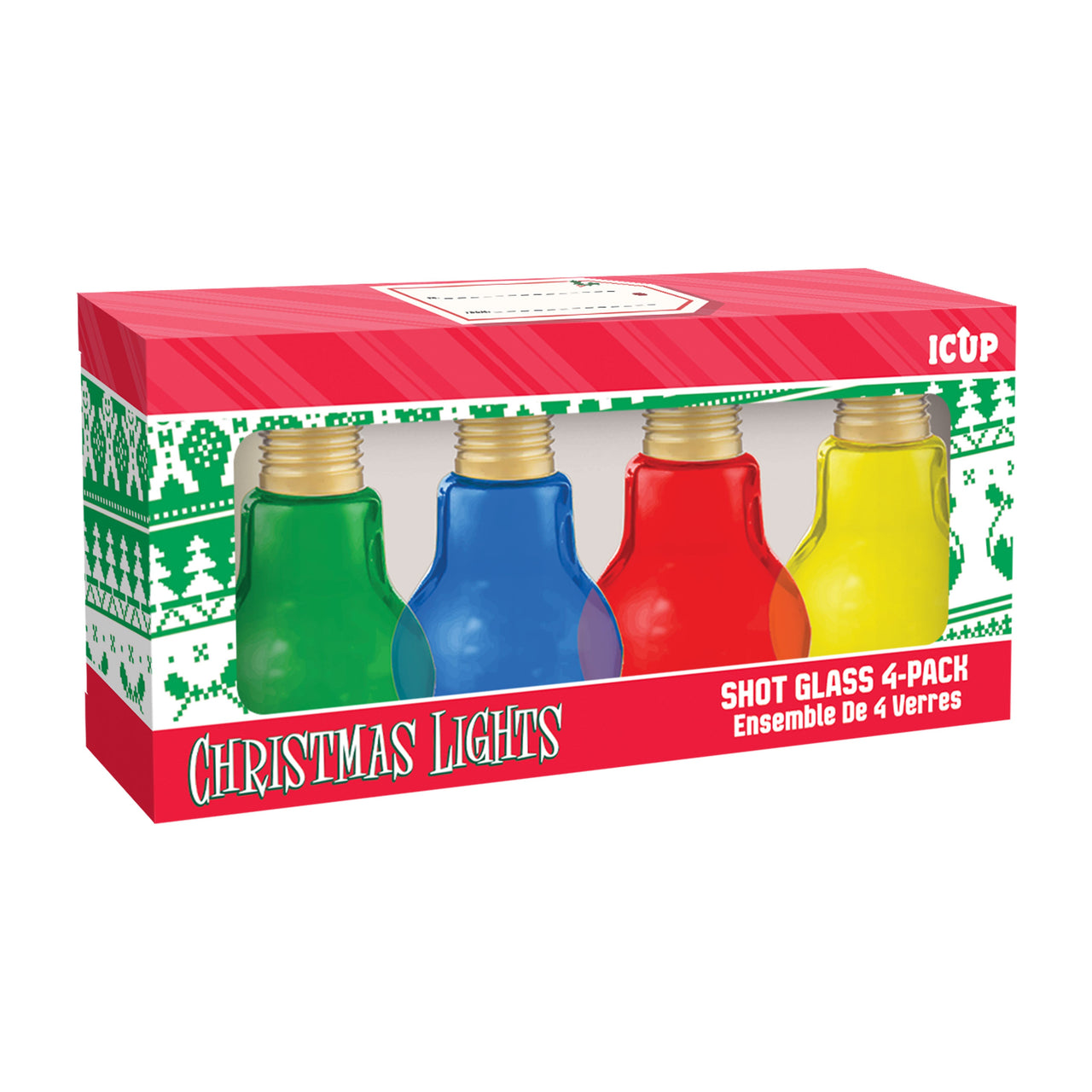 Christmas Lights Lightbulb Shaped Mini-Glass Set (4-Pack / 1.35 oz) – 4 PC PPK ($10.60 each)