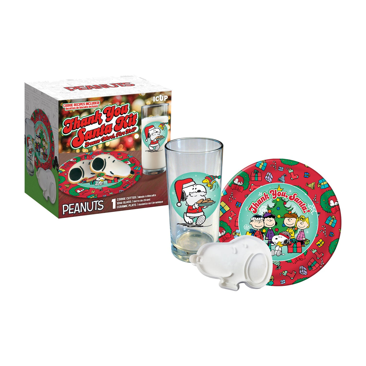 Peanuts Thank You Santa Kit (Glass, Cookie Cutter and Plate) – 4 PC PPK