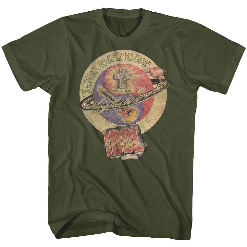 BILLY IDOL-WHIPLASH SMILE-MILITARY GREEN ADULT S/S TSHIRT