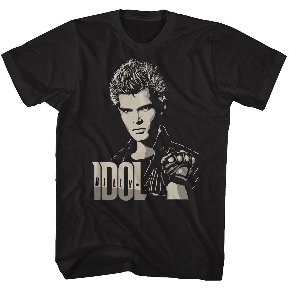 BILLY IDOL-2 TONE BILLY-BLACK ADULT S/S TSHIRT
