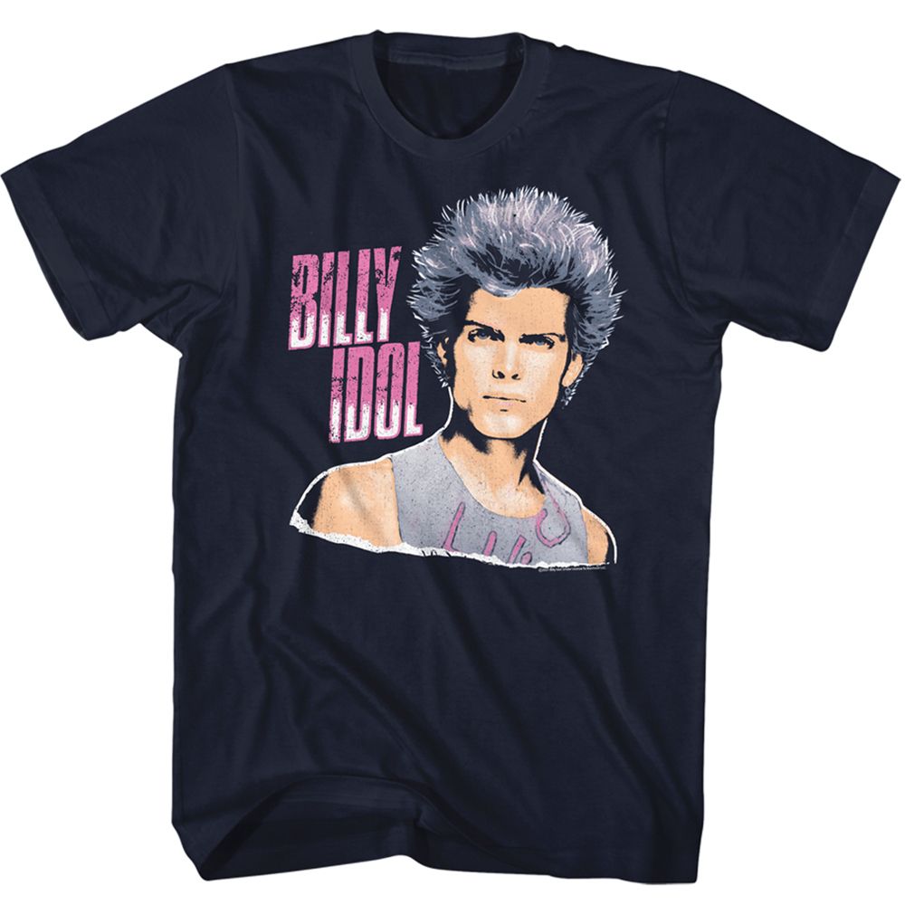 BILLY IDOL-IDOL SOFT CLOUDS-NAVY ADULT S/S TSHIRT