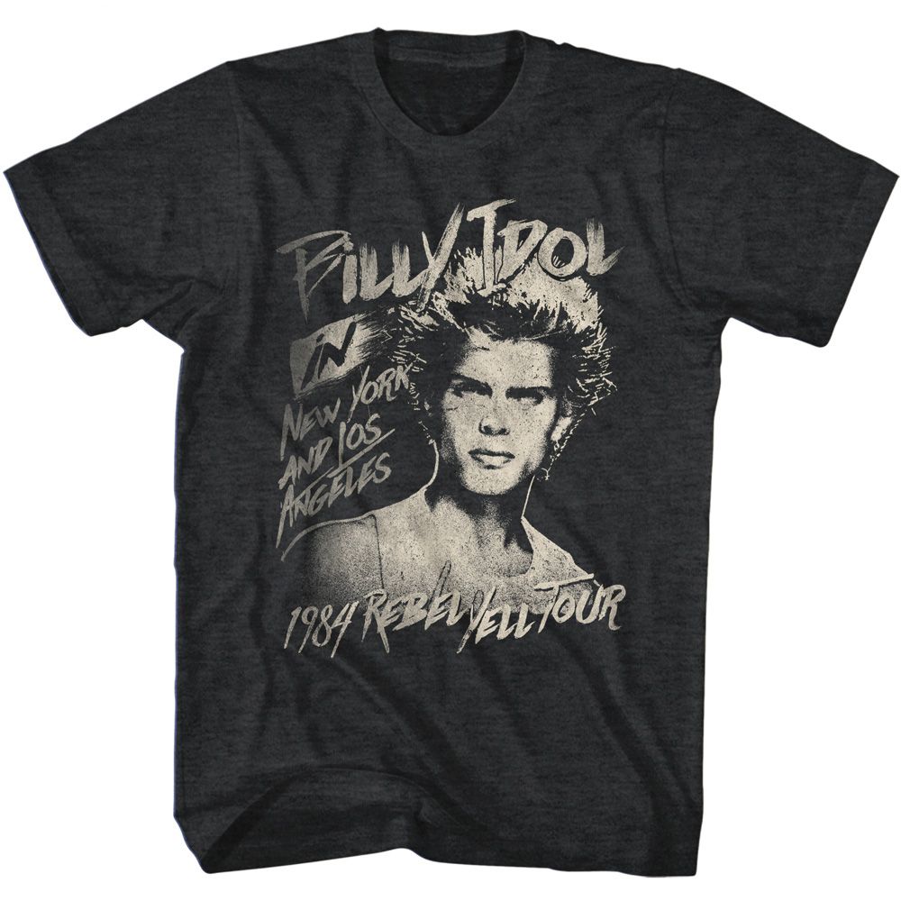 BILLY IDOL-BILLY IDOL 84 REBEL YELL TOUR-BLACK HEATHER ADULT S/S TSHIRT