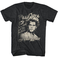 Thumbnail for BILLY IDOL-BILLY IDOL 84 REBEL YELL TOUR-BLACK HEATHER ADULT S/S TSHIRT