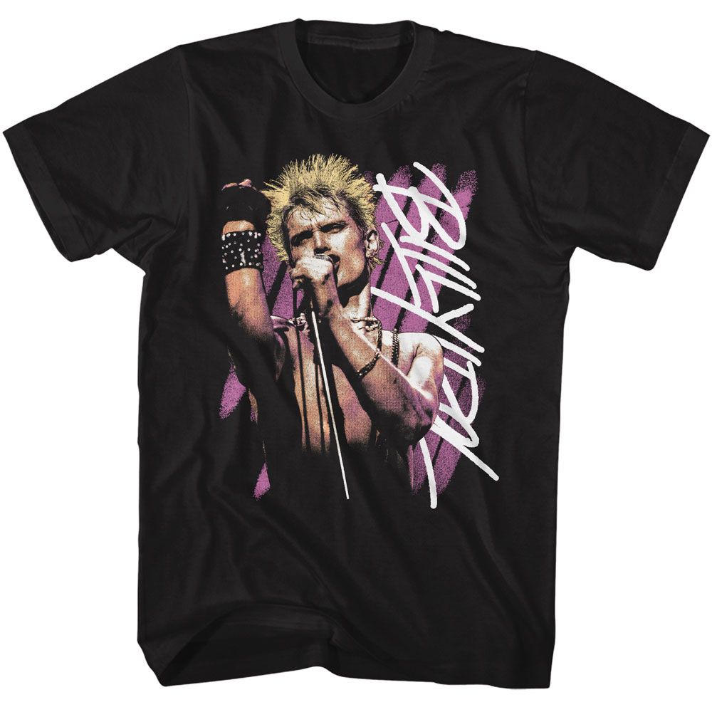 BILLY IDOL-BILLY IDOL BACKGROUND STRIPES-BLACK ADULT S/S TSHIRT