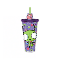 Thumbnail for Invader Zim Gir with AOP  24oz Plastic Cold Cup w/ Lid and Topper Straw – 12 pc ppk ($6.50 each)