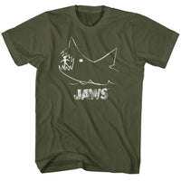 Thumbnail for JAWS-CHALKBOARD-MILITARY GREEN ADULT S/S TSHIRT