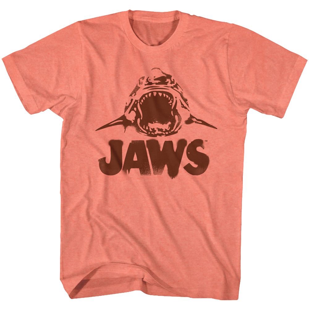 JAWS-NEON JAWS-RETRO CORAL HEATHER ADULT S/S TSHIRT