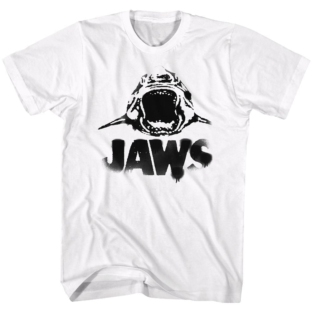 JAWS-BLACK LOGO-WHITE ADULT S/S TSHIRT