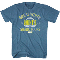 Thumbnail for JAWS-SHARK TOUR-INDIGO HEATHER ADULT S/S TSHIRT