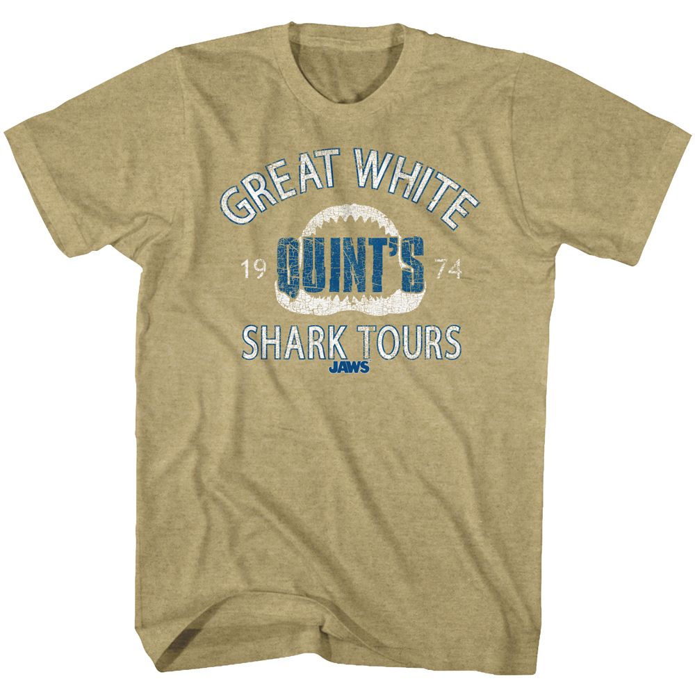 JAWS-SHARK TOUR3-KHAKI HEATHER ADULT S/S TSHIRT