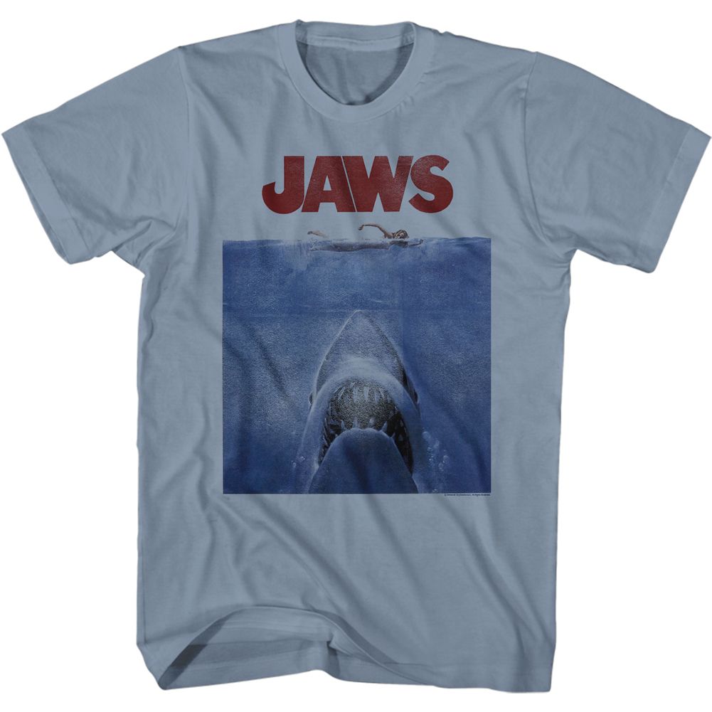 JAWS-JAWS POSTER BLUE-BLUE JEAN ADULT S/S COMFORT COLOR TSHIRT