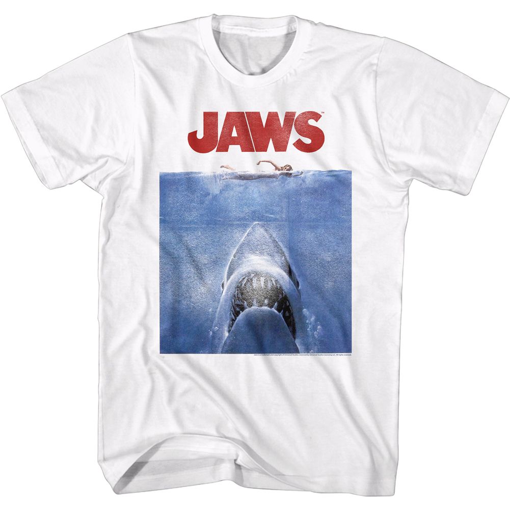 JAWS-POSTER BLUE-WHITE ADULT S/S TSHIRT