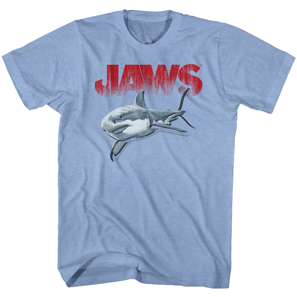 JAWS-JAWS HALFTONE-LIGHT BLUE HEATHER ADULT S/S TSHIRT