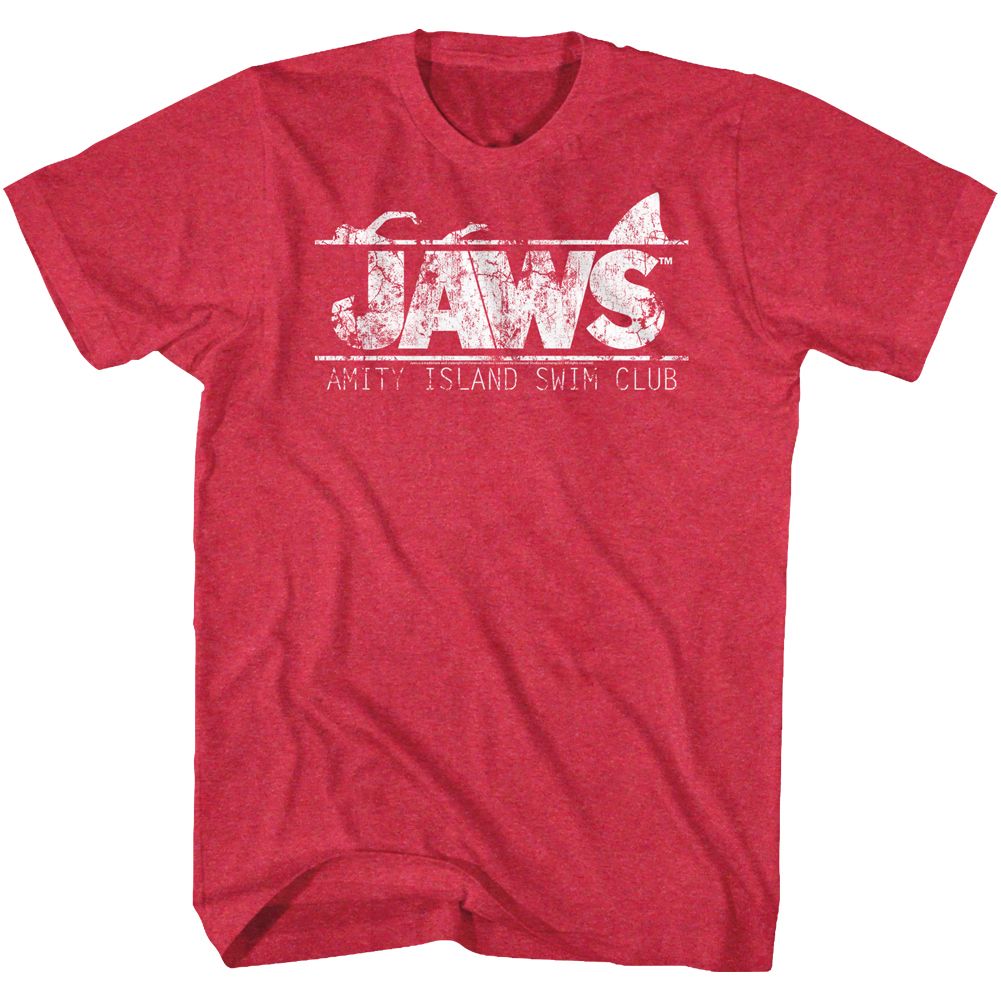 JAWS-SWIM CLUB-RED HEATHER ADULT S/S TSHIRT