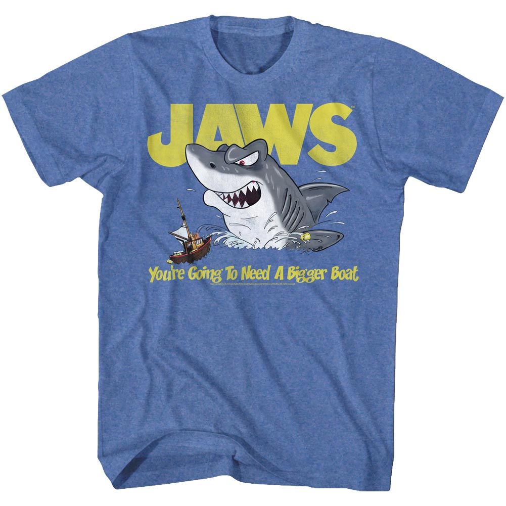 JAWS-CARTOON JAWS-ROYAL HEATHER ADULT S/S TSHIRT