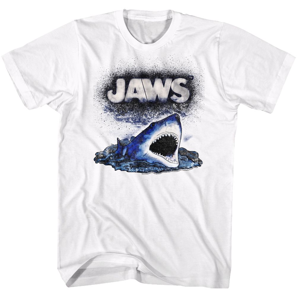 JAWS-WATCH OUT-WHITE ADULT S/S TSHIRT