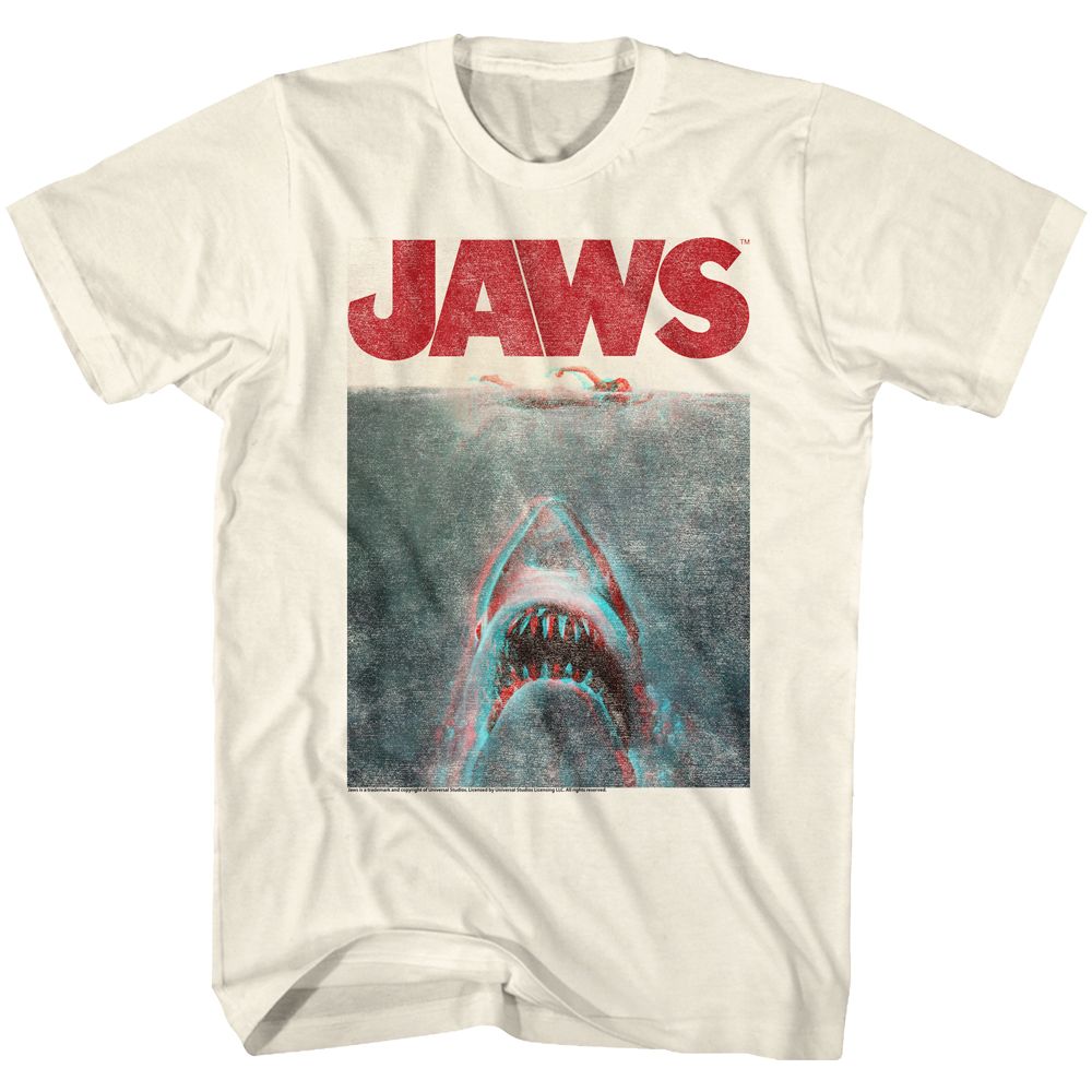 JAWS-IN TERRIFYING 3D-NATURAL ADULT S/S TSHIRT