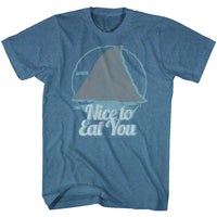 Thumbnail for JAWS-NICE TO EAT YOU-INDIGO HEATHER ADULT S/S TSHIRT