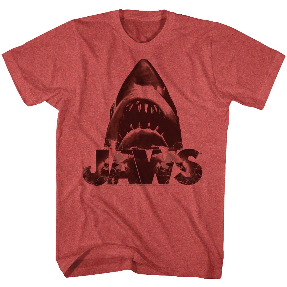 JAWS-BURNT JAWS-RED HEATHER ADULT S/S TSHIRT