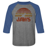 Thumbnail for JAWS-SHARK SUN-PREMIUM HEATHER/VINTAGE ROYAL ADULT 3/4 SLEEVE RAGLAN