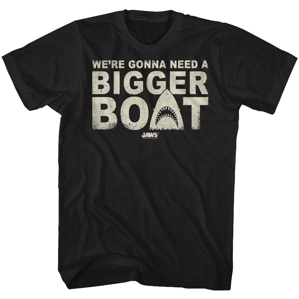 JAWS-BIGGER BOAT-BLACK ADULT S/S TSHIRT