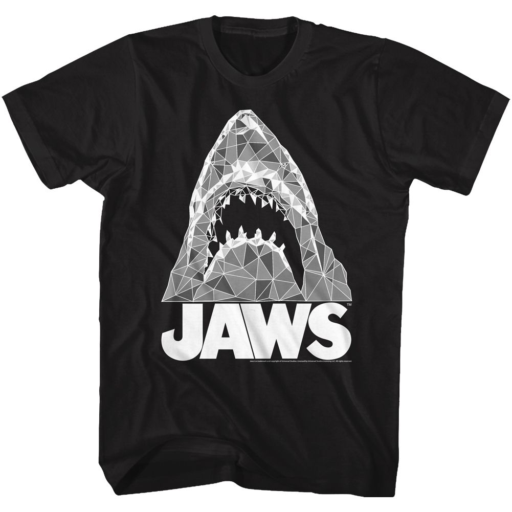 JAWS-GEOMETRIC SHARKS-BLACK ADULT S/S TSHIRT
