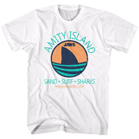 Thumbnail for JAWS-SHARK FIN-WHITE ADULT S/S TSHIRT