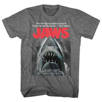 Thumbnail for JAWS-BEWARE-GRAPHITE HEATHER ADULT S/S TSHIRT