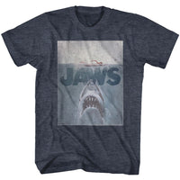 Thumbnail for JAWS-TRANSPARENT-NAVY HEATHER ADULT S/S TSHIRT