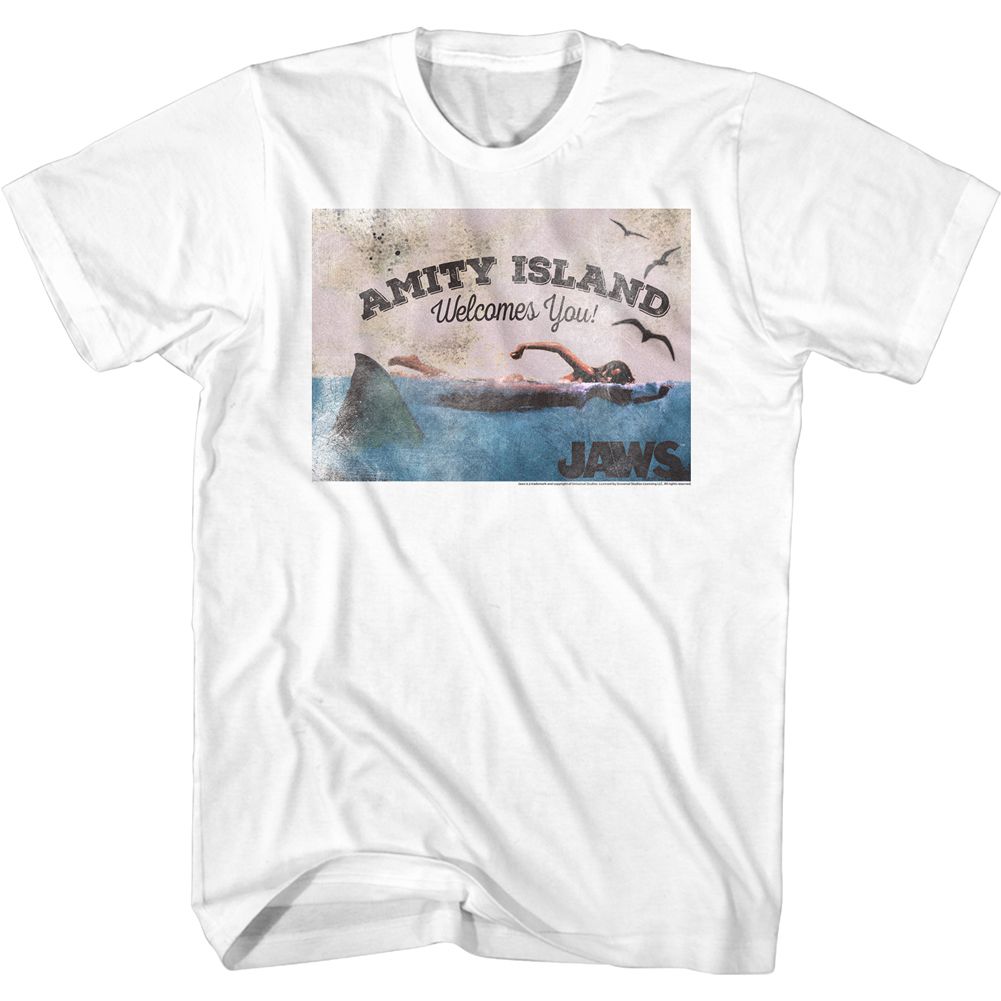 JAWS-WELCOME-WHITE ADULT S/S TSHIRT