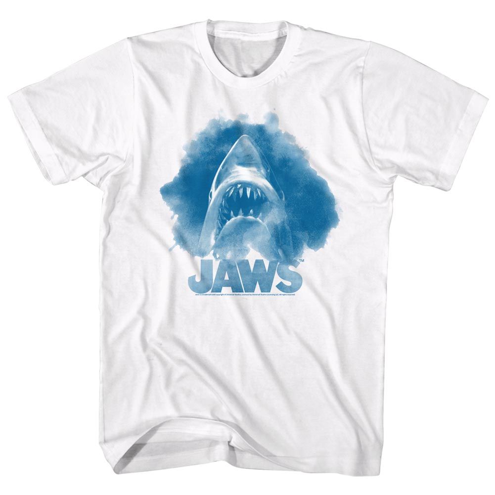 JAWS-WATERCOLOR-WHITE ADULT S/S TSHIRT