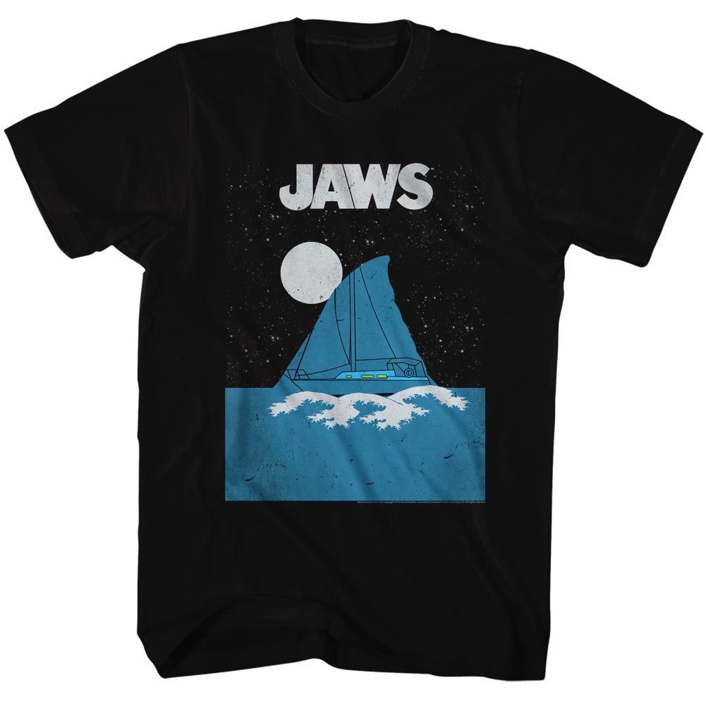 JAWS-JAWS BOAT FIN-BLACK ADULT S/S TSHIRT