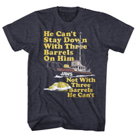 Thumbnail for JAWS-70S BARRELS-NAVY HEATHER ADULT S/S TSHIRT