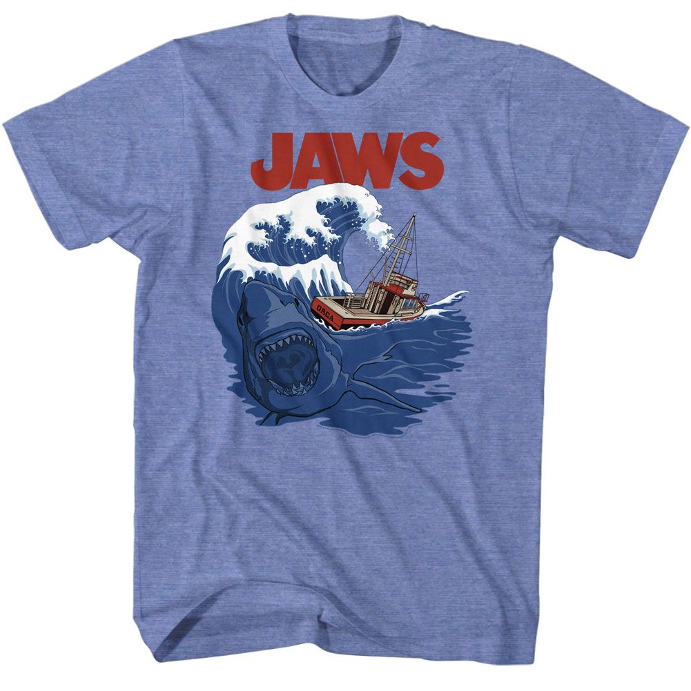 JAWS-SHARK SWELL-LIGHT BLUE HEATHER ADULT S/S TSHIRT