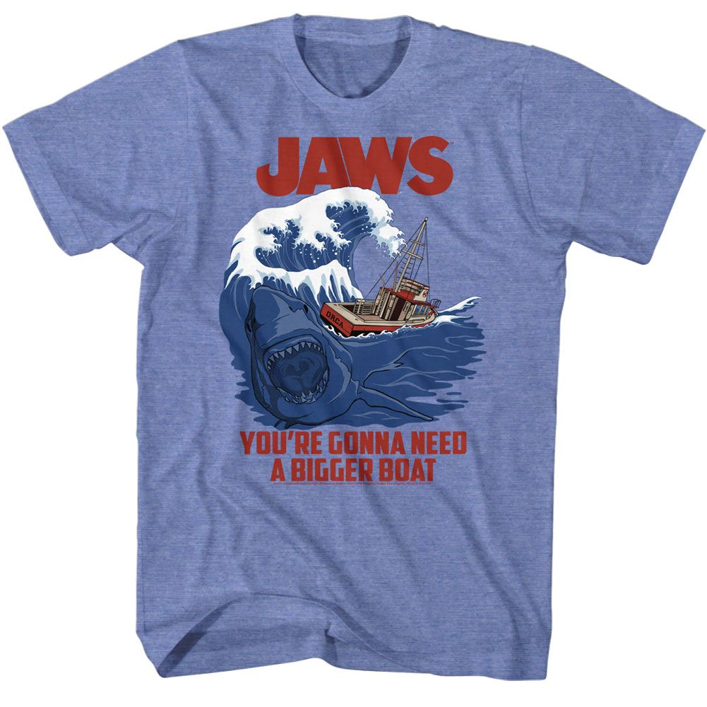 JAWS-SWELL TEXT-LIGHT BLUE HEATHER ADULT S/S TSHIRT