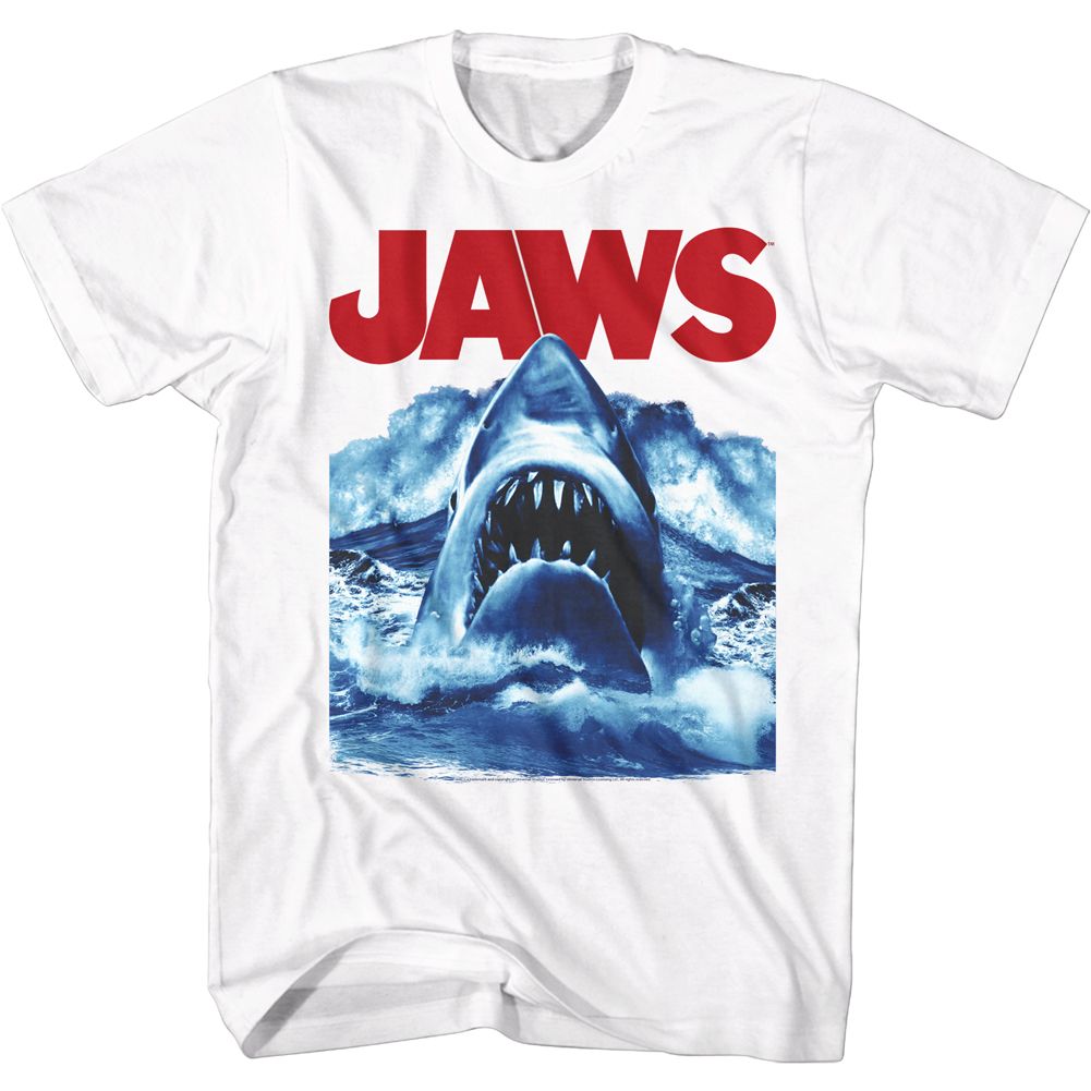JAWS-WAVES-WHITE ADULT S/S TSHIRT