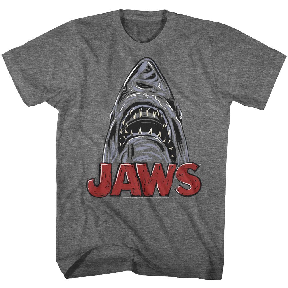 JAWS-SKETCHY SHARK-GRAPHITE HEATHER ADULT S/S TSHIRT