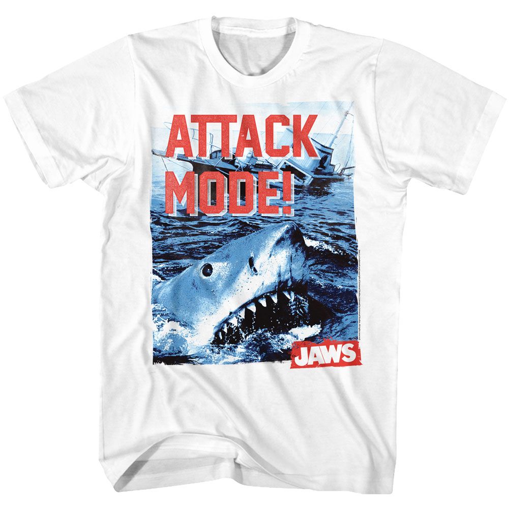 JAWS-ATTACK MODE-WHITE ADULT S/S TSHIRT