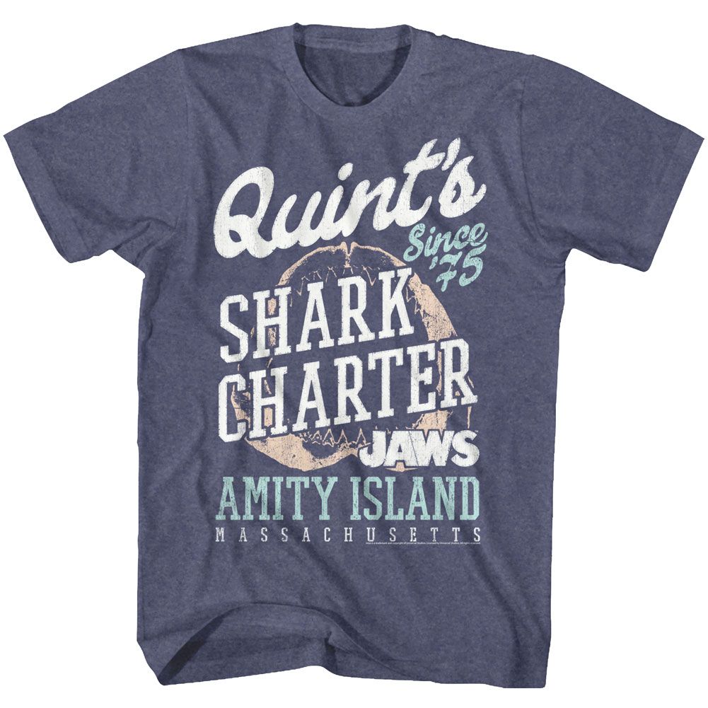 JAWS-QUINTS-VINTAGE BLUE HEATHER ADULT S/S TSHIRT