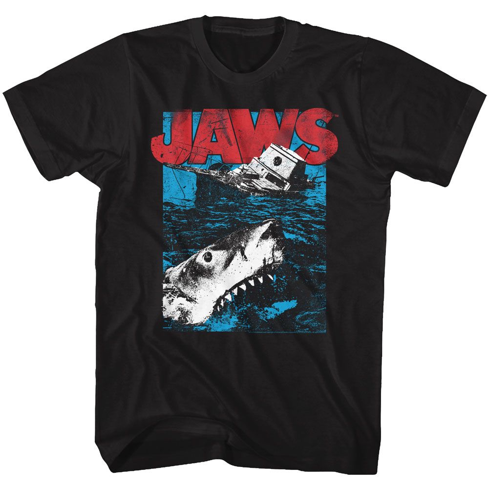 JAWS-GREAT WHITE-BLACK ADULT S/S TSHIRT