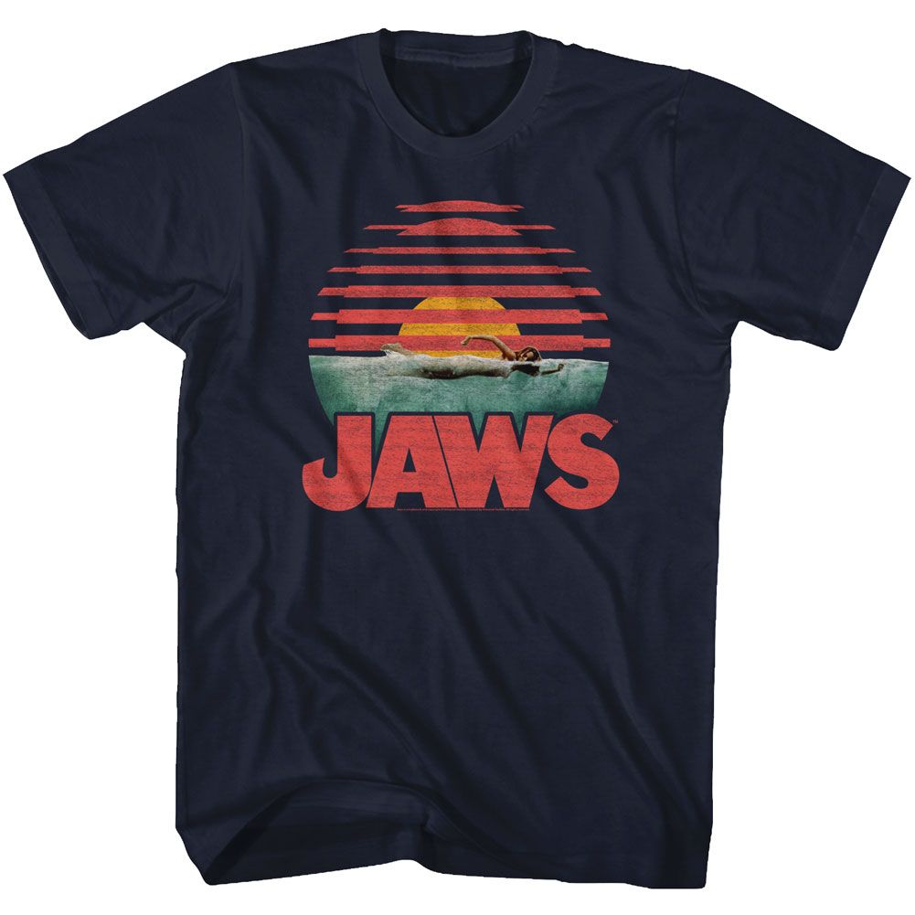 JAWS-SLICED-NAVY ADULT S/S TSHIRT