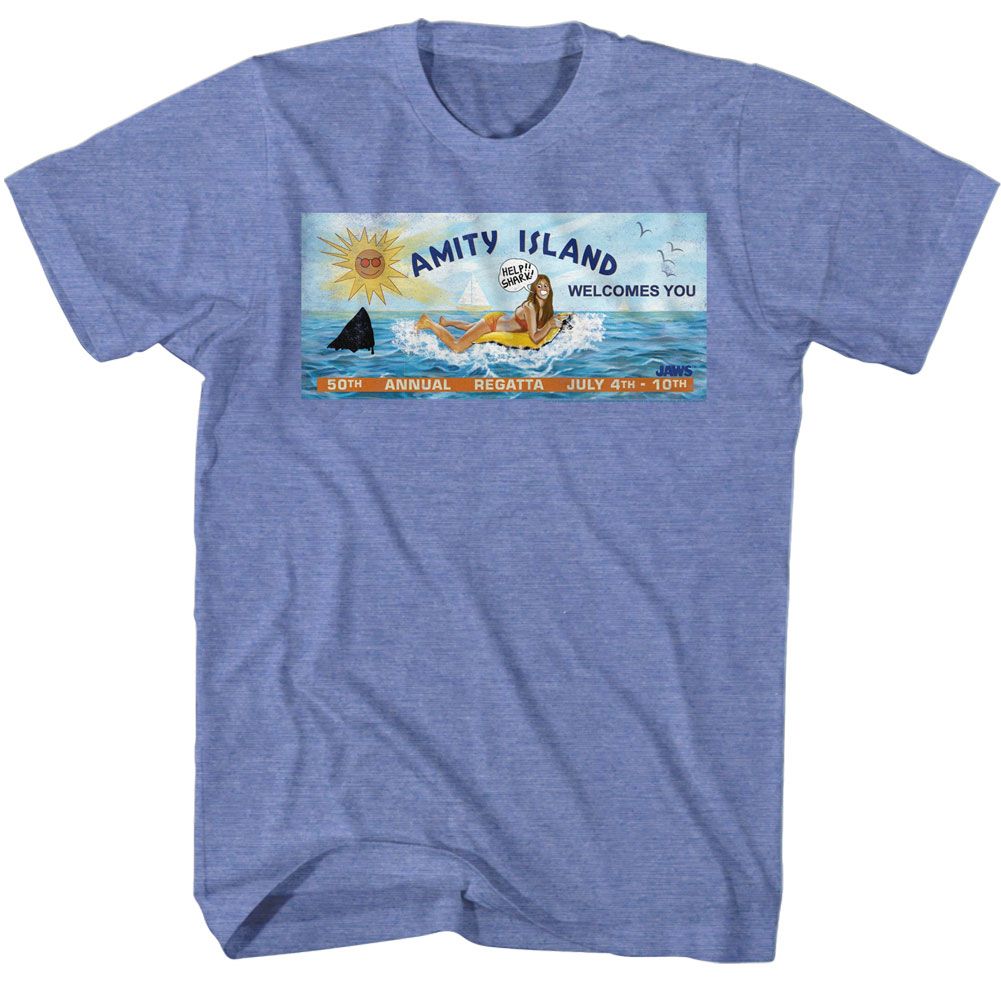 JAWS-BILLBOARD2-LIGHT BLUE HEATHER ADULT S/S TSHIRT