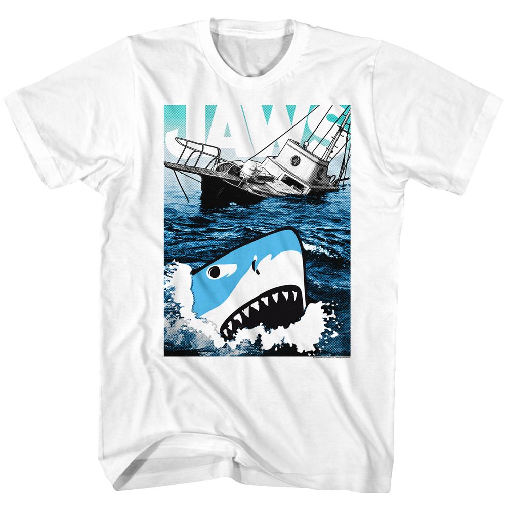 JAWS-CARTOON SHARKO-WHITE ADULT S/S TSHIRT