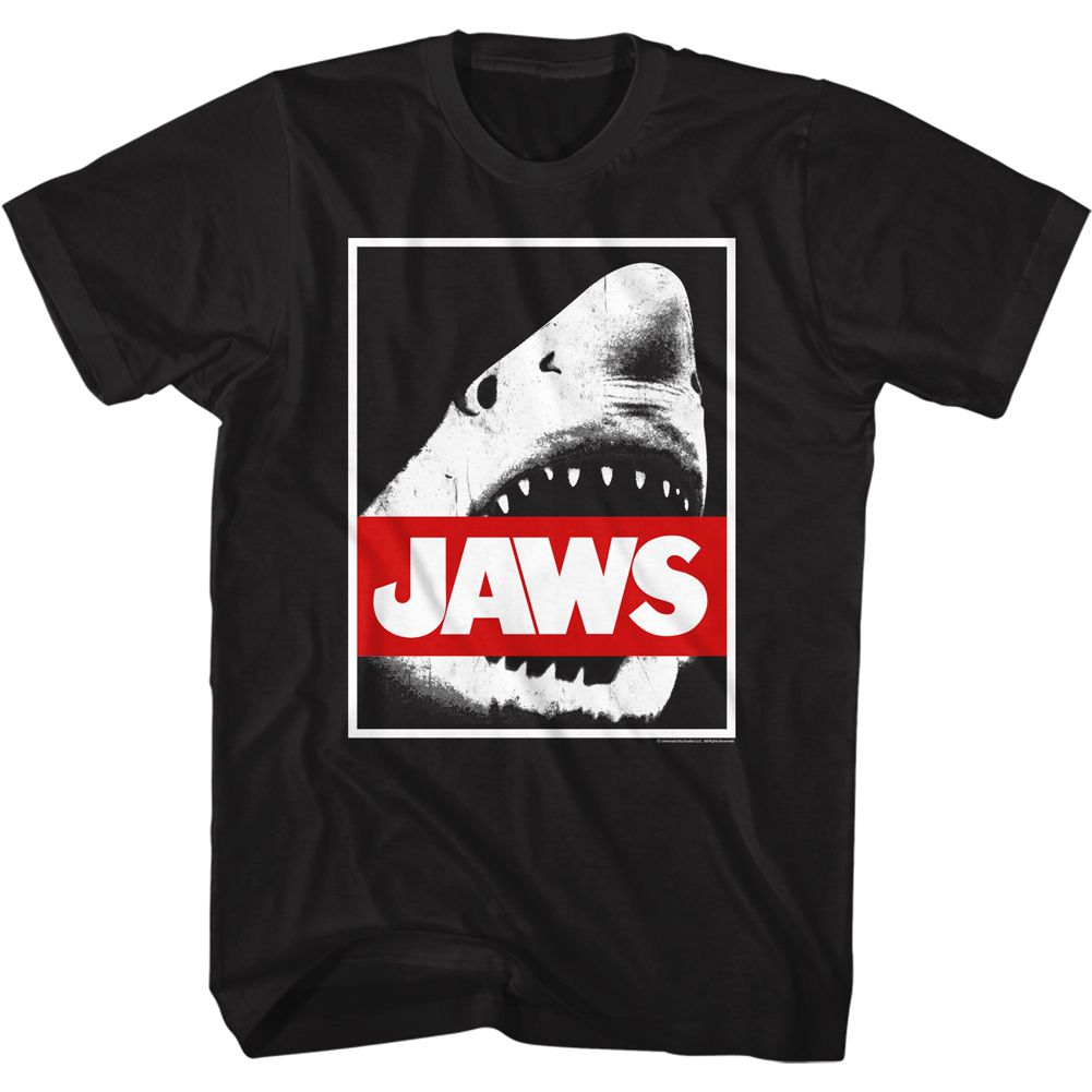 JAWS-JAWS RED BAR-BLACK ADULT S/S TSHIRT