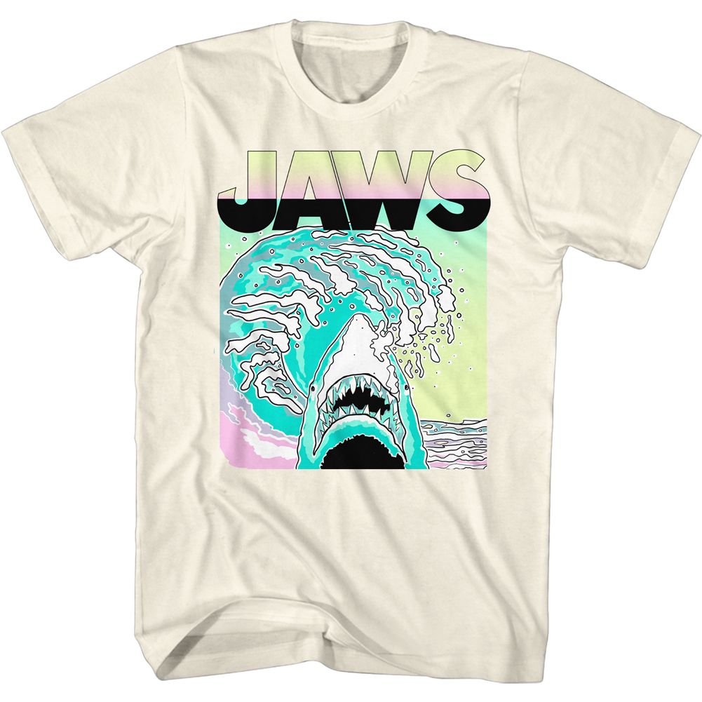 JAWS-NEON WAVES-NATURAL ADULT S/S TSHIRT