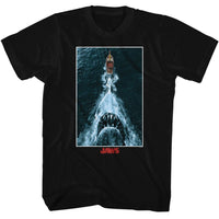 Thumbnail for JAWS-JAWS SHARK CHASING BOAT POSTER-BLACK ADULT S/S TSHIRT