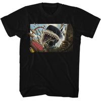 Thumbnail for JAWS-JAWS MAN FALLING IN SHARK MOUTH-BLACK ADULT S/S TSHIRT
